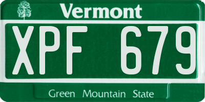VT license plate XPF679