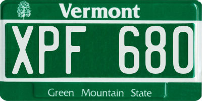 VT license plate XPF680