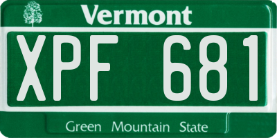 VT license plate XPF681