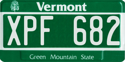 VT license plate XPF682