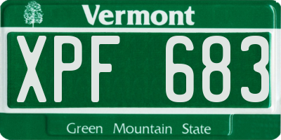 VT license plate XPF683