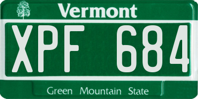 VT license plate XPF684