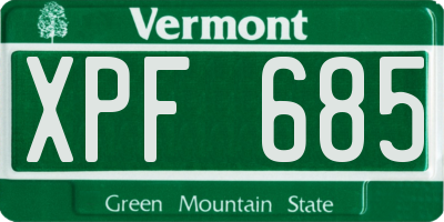 VT license plate XPF685