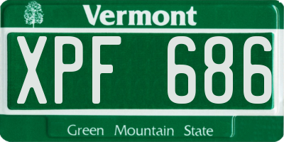 VT license plate XPF686