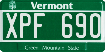 VT license plate XPF690