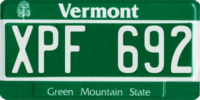 VT license plate XPF692
