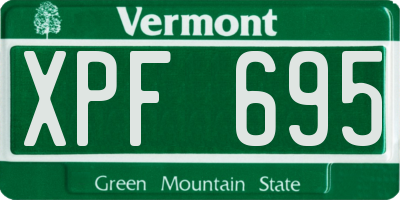 VT license plate XPF695