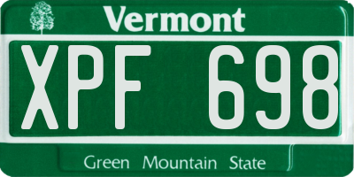 VT license plate XPF698