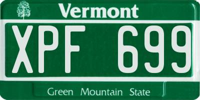 VT license plate XPF699