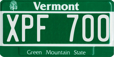 VT license plate XPF700
