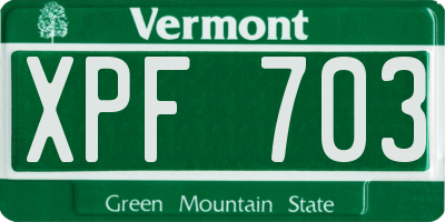 VT license plate XPF703