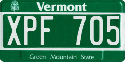 VT license plate XPF705