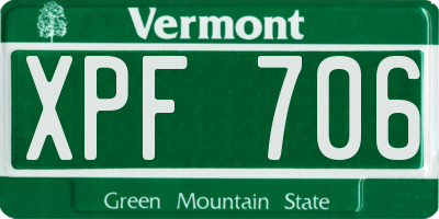 VT license plate XPF706