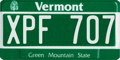 VT license plate XPF707