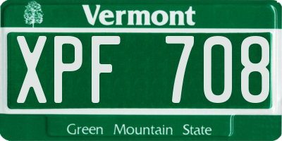 VT license plate XPF708