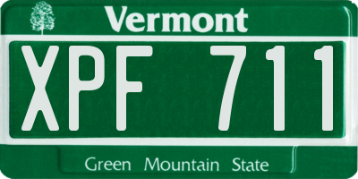 VT license plate XPF711
