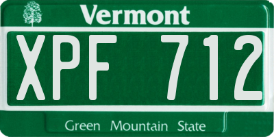 VT license plate XPF712
