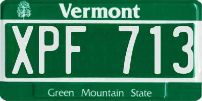 VT license plate XPF713
