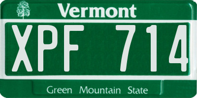 VT license plate XPF714