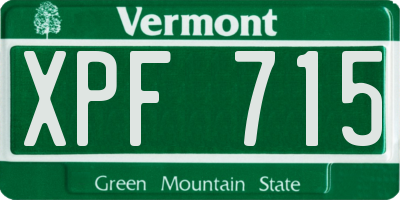 VT license plate XPF715