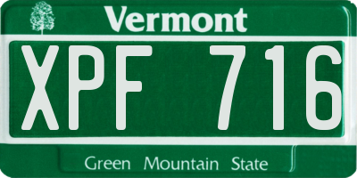 VT license plate XPF716