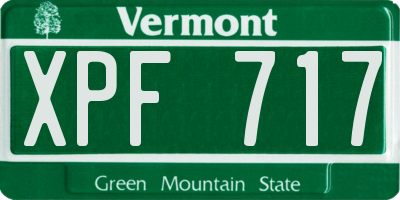 VT license plate XPF717