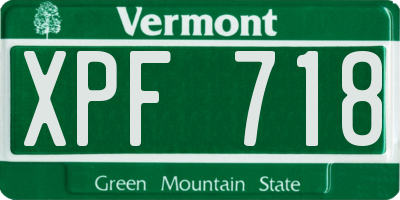 VT license plate XPF718