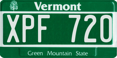VT license plate XPF720