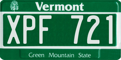 VT license plate XPF721