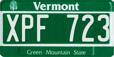 VT license plate XPF723