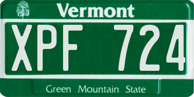 VT license plate XPF724