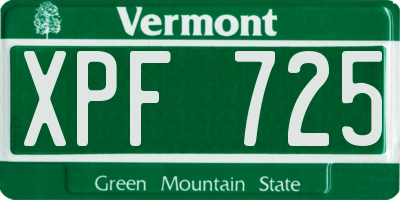 VT license plate XPF725