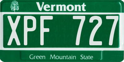 VT license plate XPF727