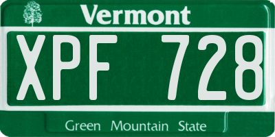 VT license plate XPF728