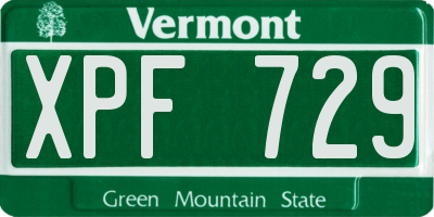 VT license plate XPF729