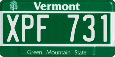 VT license plate XPF731