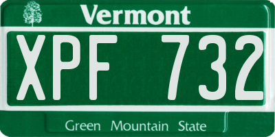 VT license plate XPF732