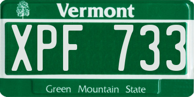 VT license plate XPF733