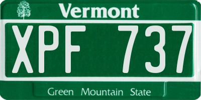 VT license plate XPF737