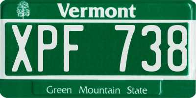 VT license plate XPF738