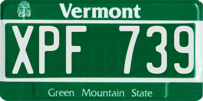 VT license plate XPF739