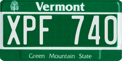 VT license plate XPF740
