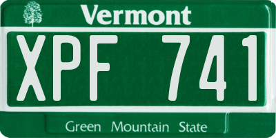 VT license plate XPF741