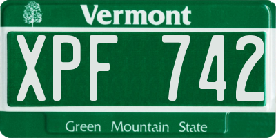 VT license plate XPF742