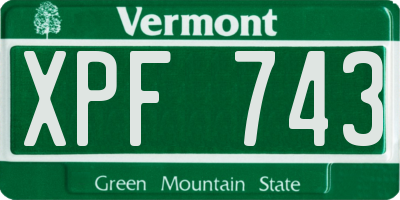 VT license plate XPF743