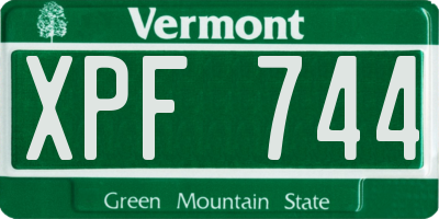 VT license plate XPF744