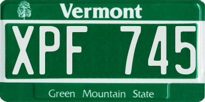 VT license plate XPF745