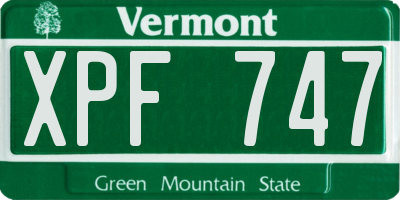 VT license plate XPF747