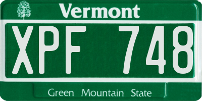 VT license plate XPF748