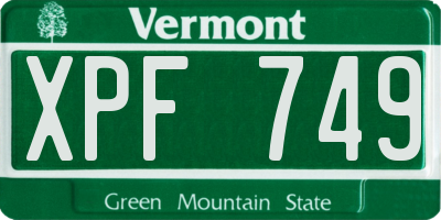 VT license plate XPF749